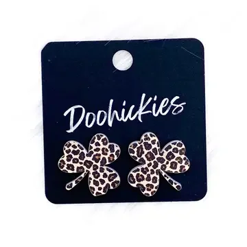 21mm Statement Shamrock Studs -St. Paddy Leopard Acrylic Earrings
