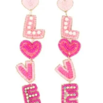 PINK LOVE SEED BEAD EARRINGS