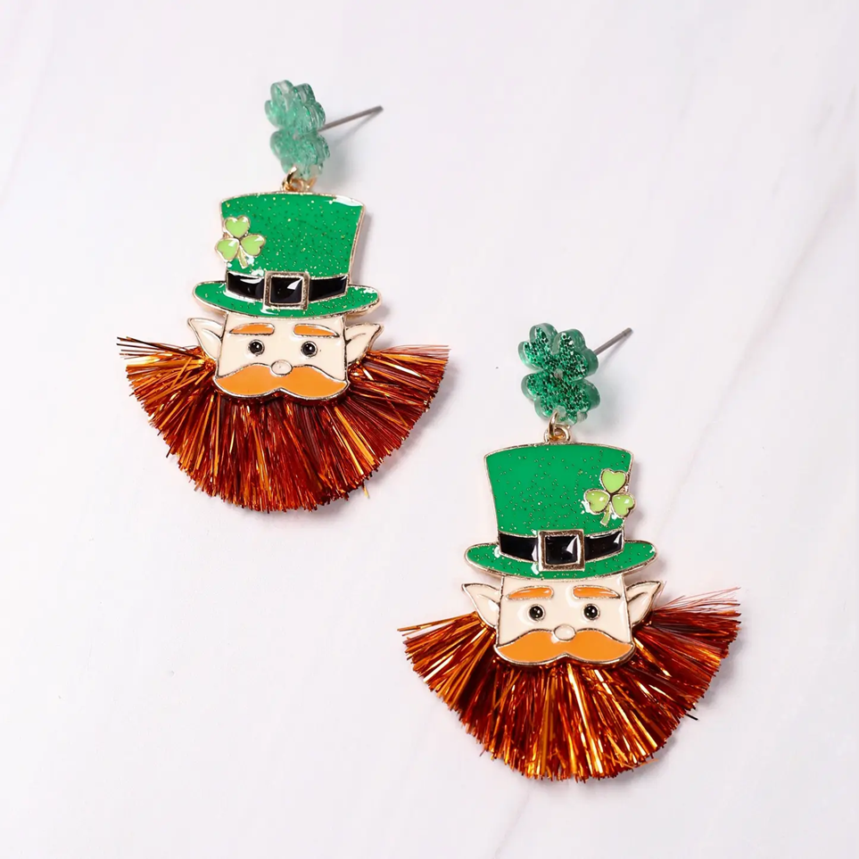 LEPRECHAUN ORANGE BEARDED EARRING