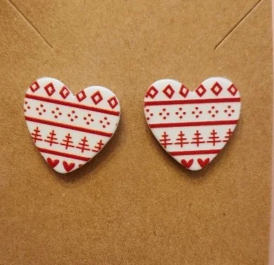 Z5290 - FAIR ISLE PATTERN HEART SHAPED EARRINGS.jpg
