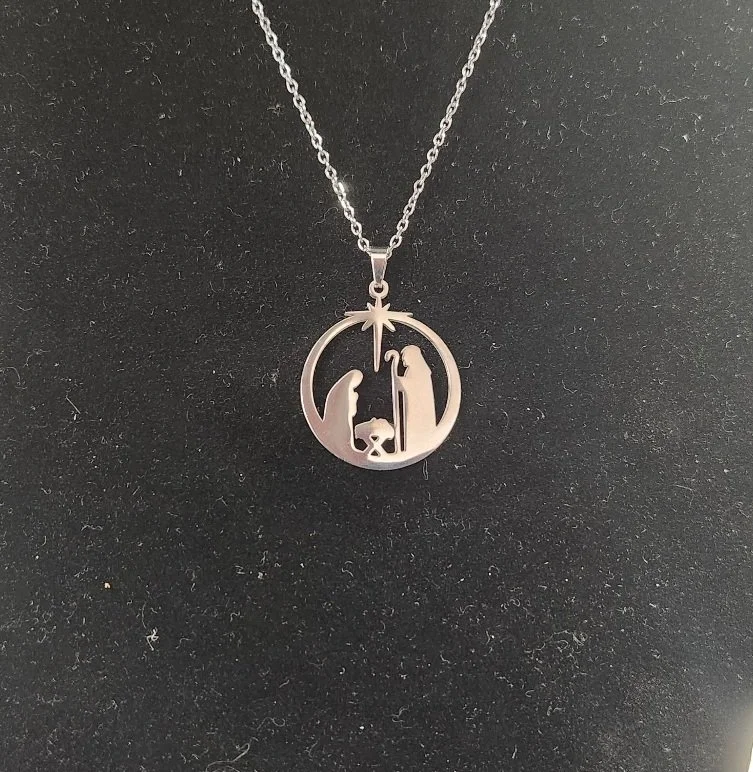 6825 - STAINLESS STEEL NATIVITY SCENE PENDANT NECKLACE.jpg