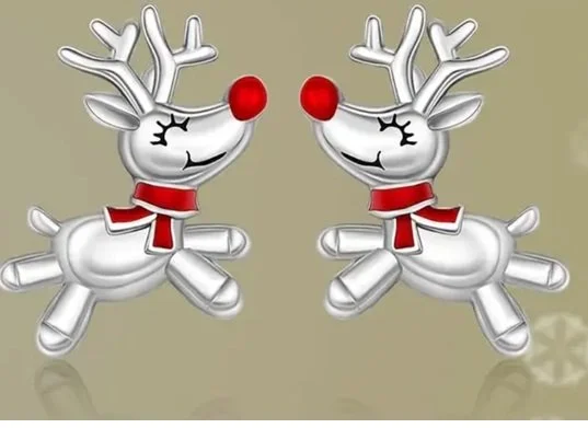SILVER REINDEER EARRINGS