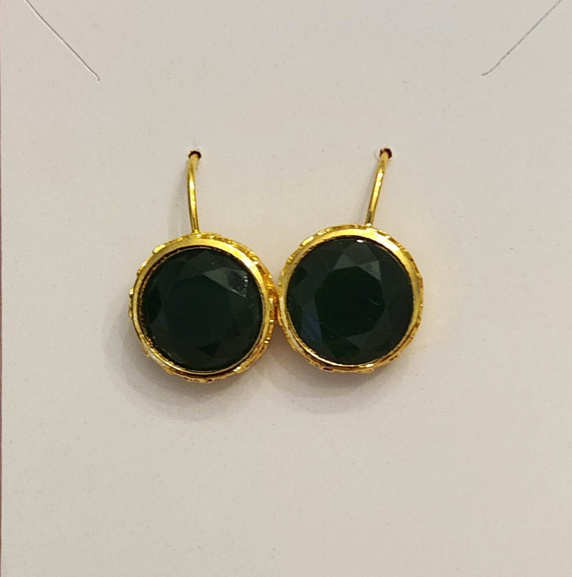 GREEN STONE DANGLE EARRINGS