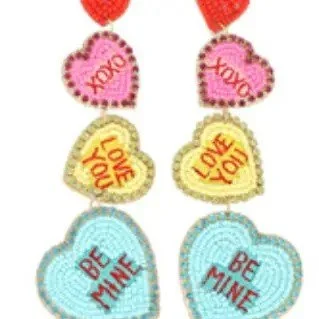 VALENTINE HEART SEED BEAD EARRINGS