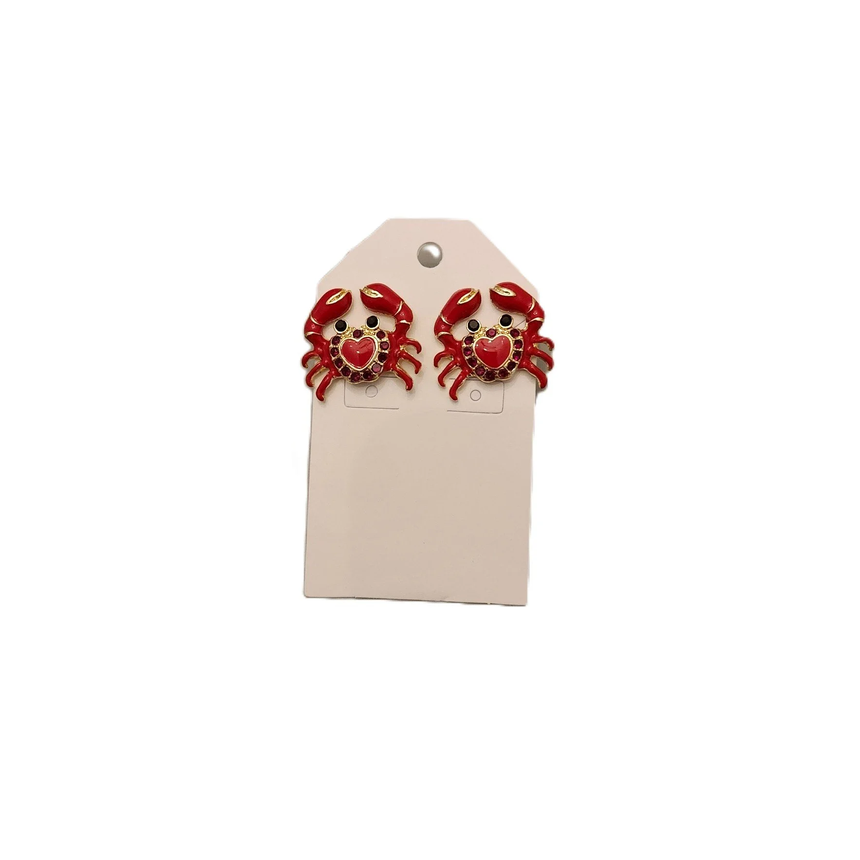 RED HEART SHAPRED CRAB EARRINGS