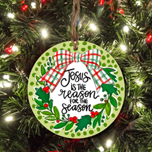 JESUS IS THE REASON FOR THE SEASON WREATH ORNAMENT