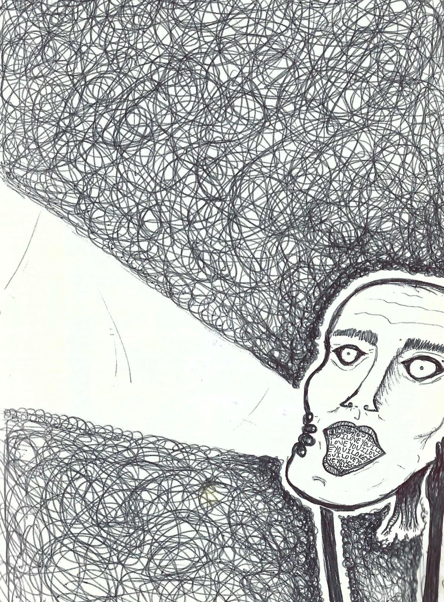 "Silent Scream" Pen on paper. 9in x 6in. 2016.