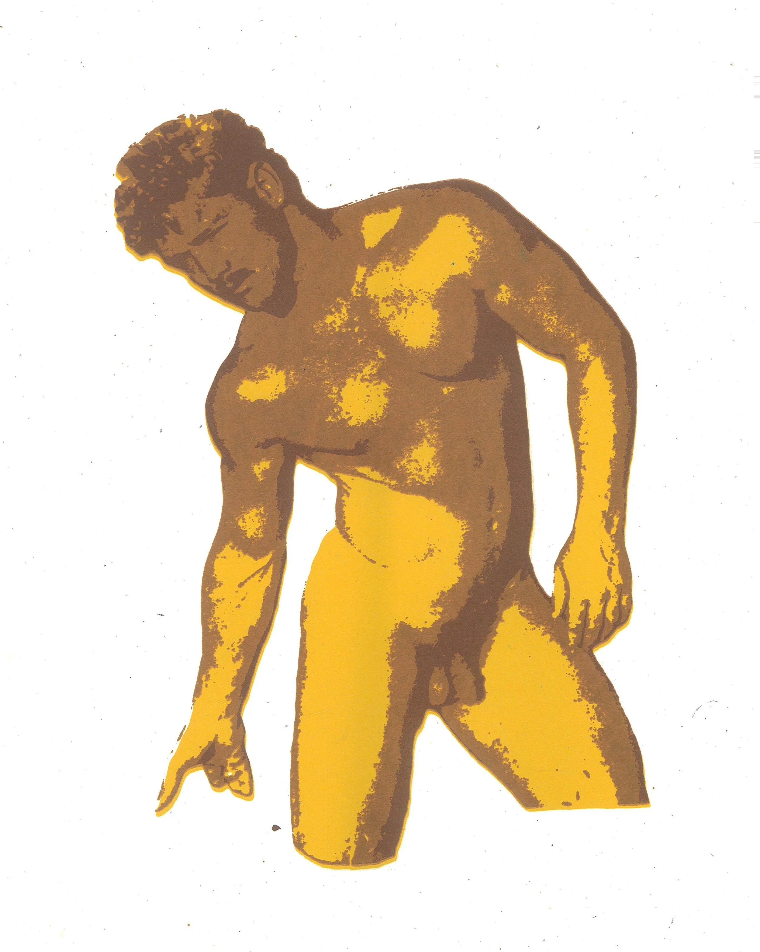 "Banana Man" 12 x 9in. Acrylic silkscreen on French paper. 2024. 