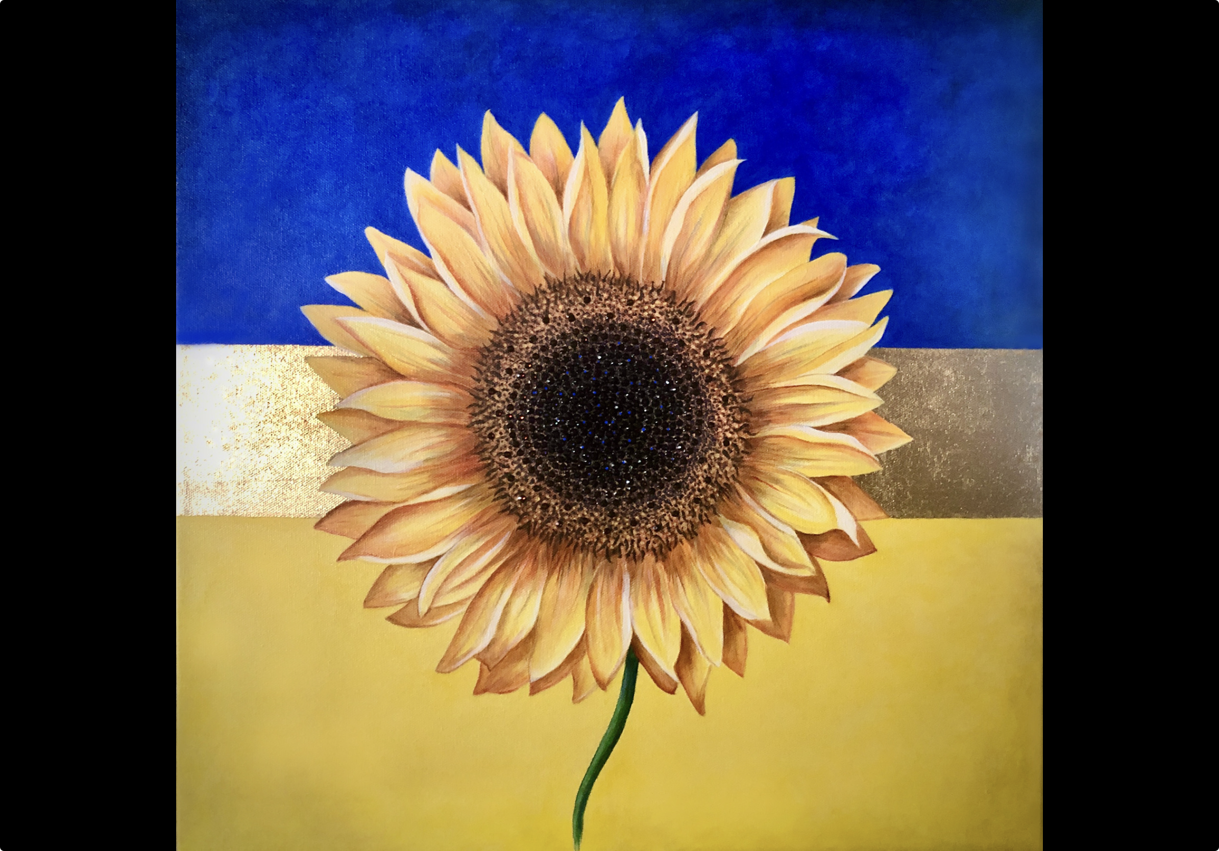 "Sunflower" acrylic and mixed media on          "20 X 20" canvas - Donated to Charity