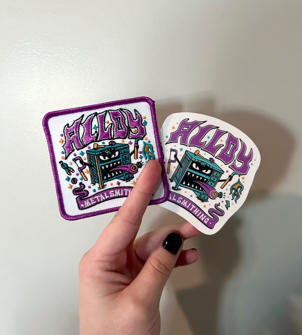 Lovin this cute lil patch n&rsquo; sticker from @alloy_metalsmithing of the last design we came up with together 👹