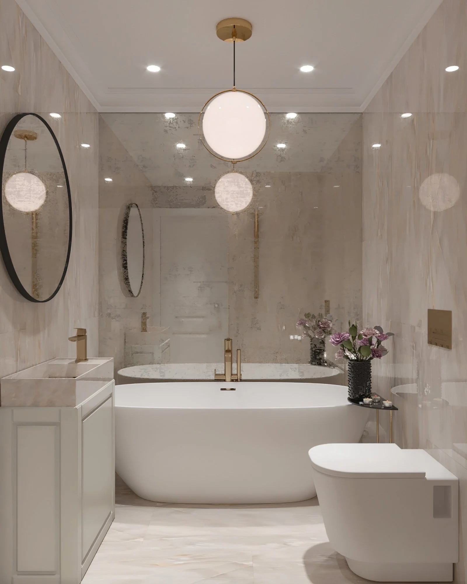 Classic elegant bathroom inspired by Mid-Century Italian design
