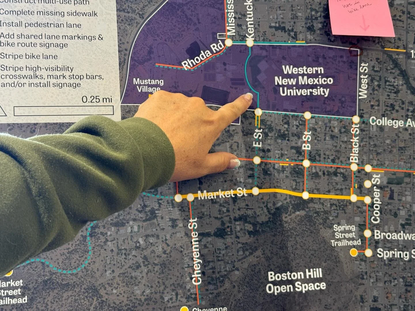 We returned to Silver City last week to hear the questions, comments, and concerns from residents and WNMU students about safer transportation connections between downtown and the WNMU campus. We also explored safer methods to cross US-180 for pedest