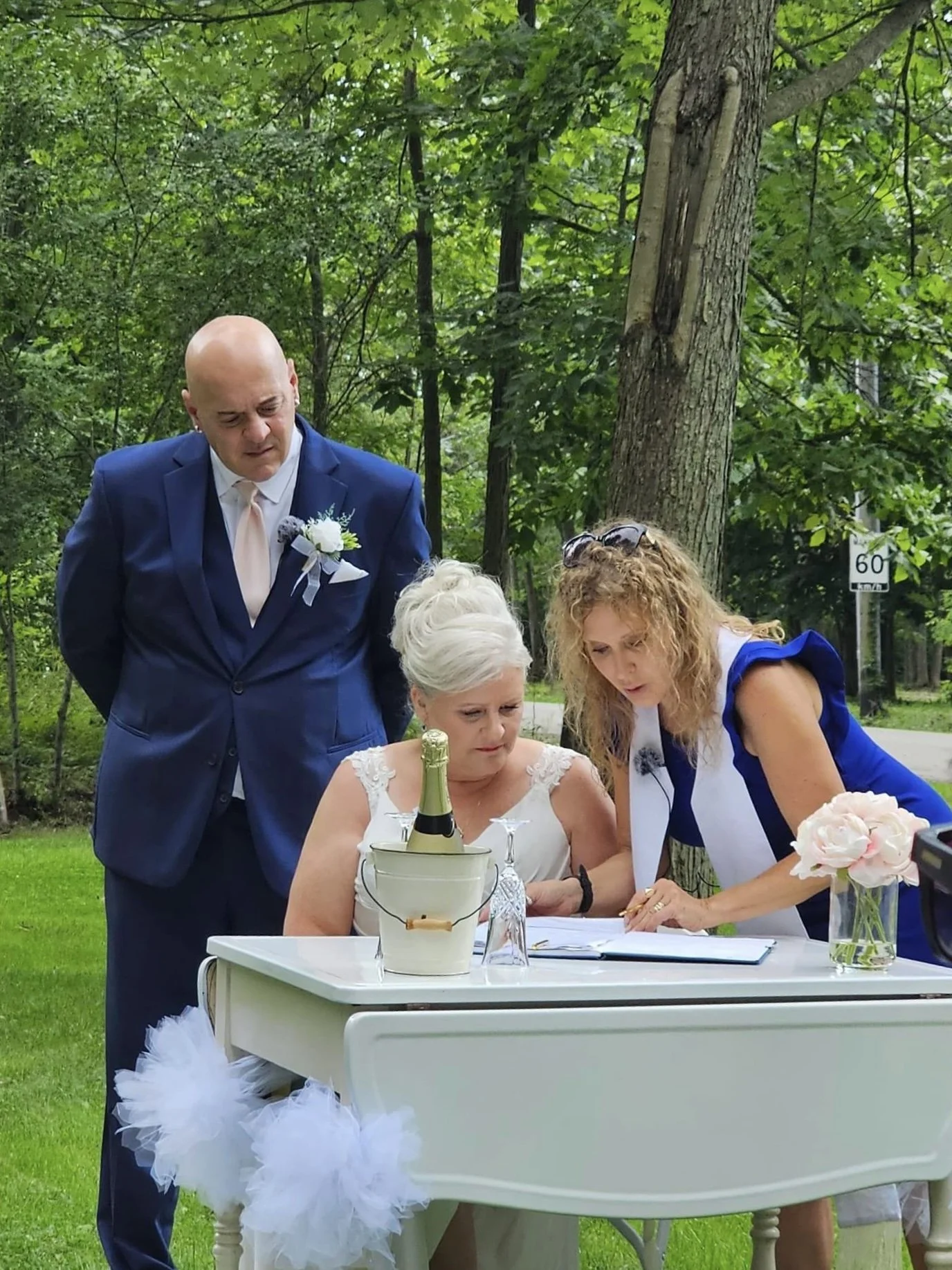Reverend Heather performing wedding ceremony offsite in Port Colborne, Niagara.