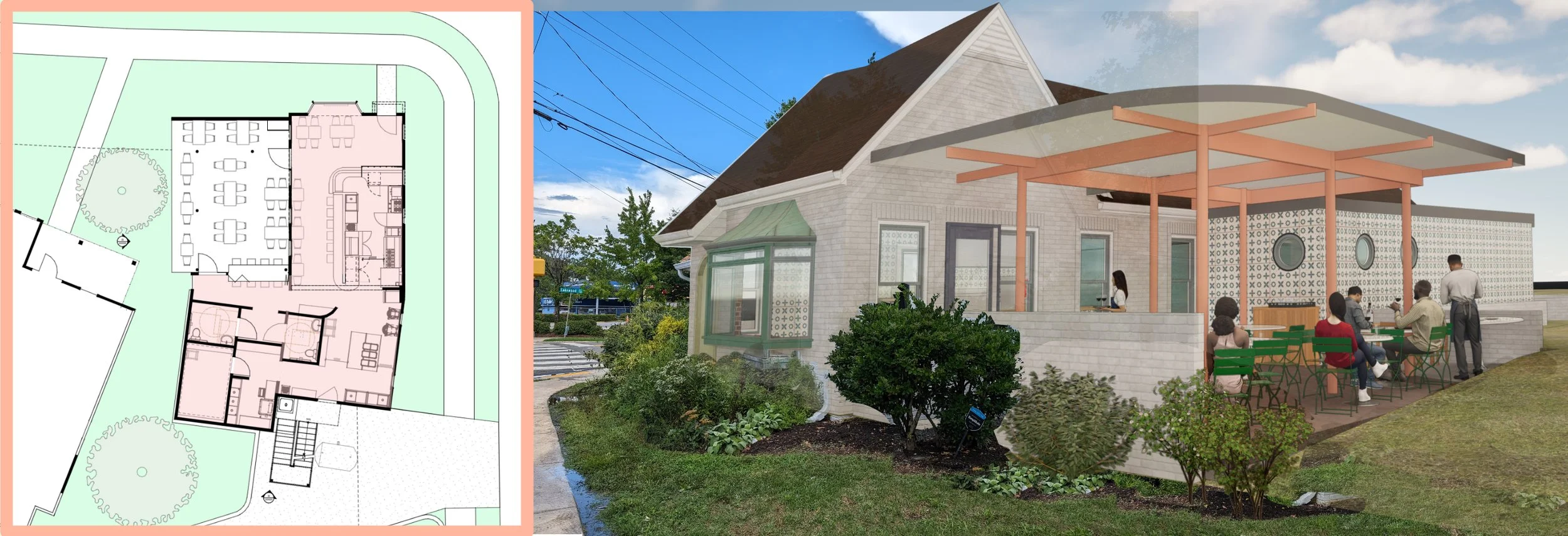 HOUSE TO FLOWER SHOP TO restaurant renovation in Durham, NC