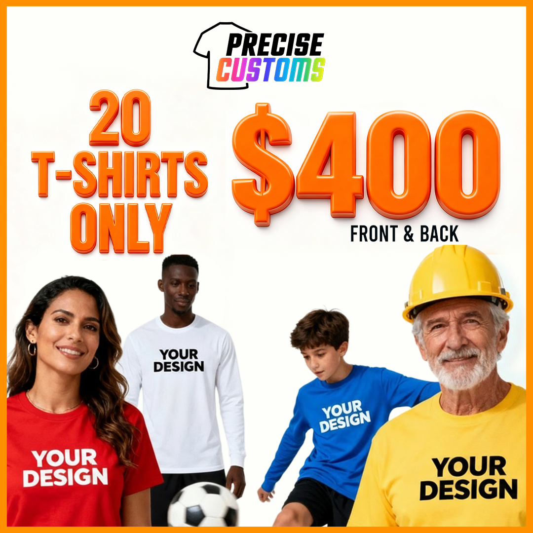 20 Front & Back Printed Tees $400!