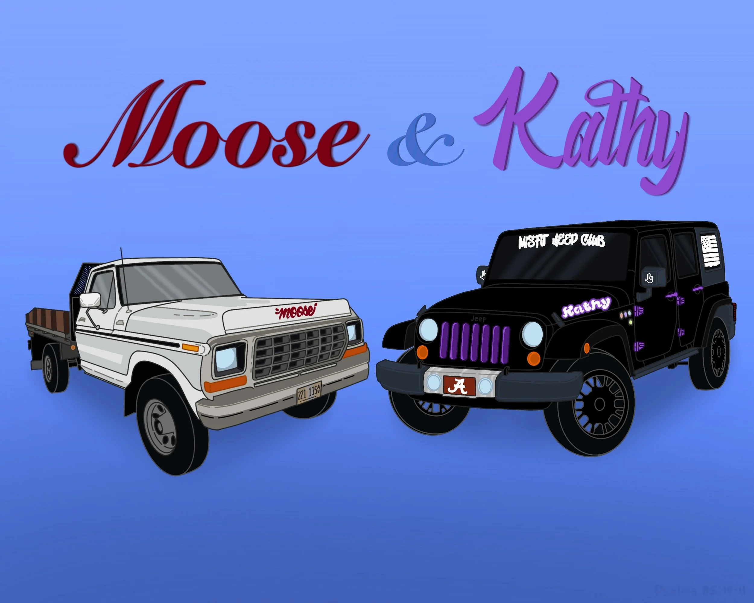 Moose & Kathy, Digital Illustration, 20 x 16in, 2025 SOLD