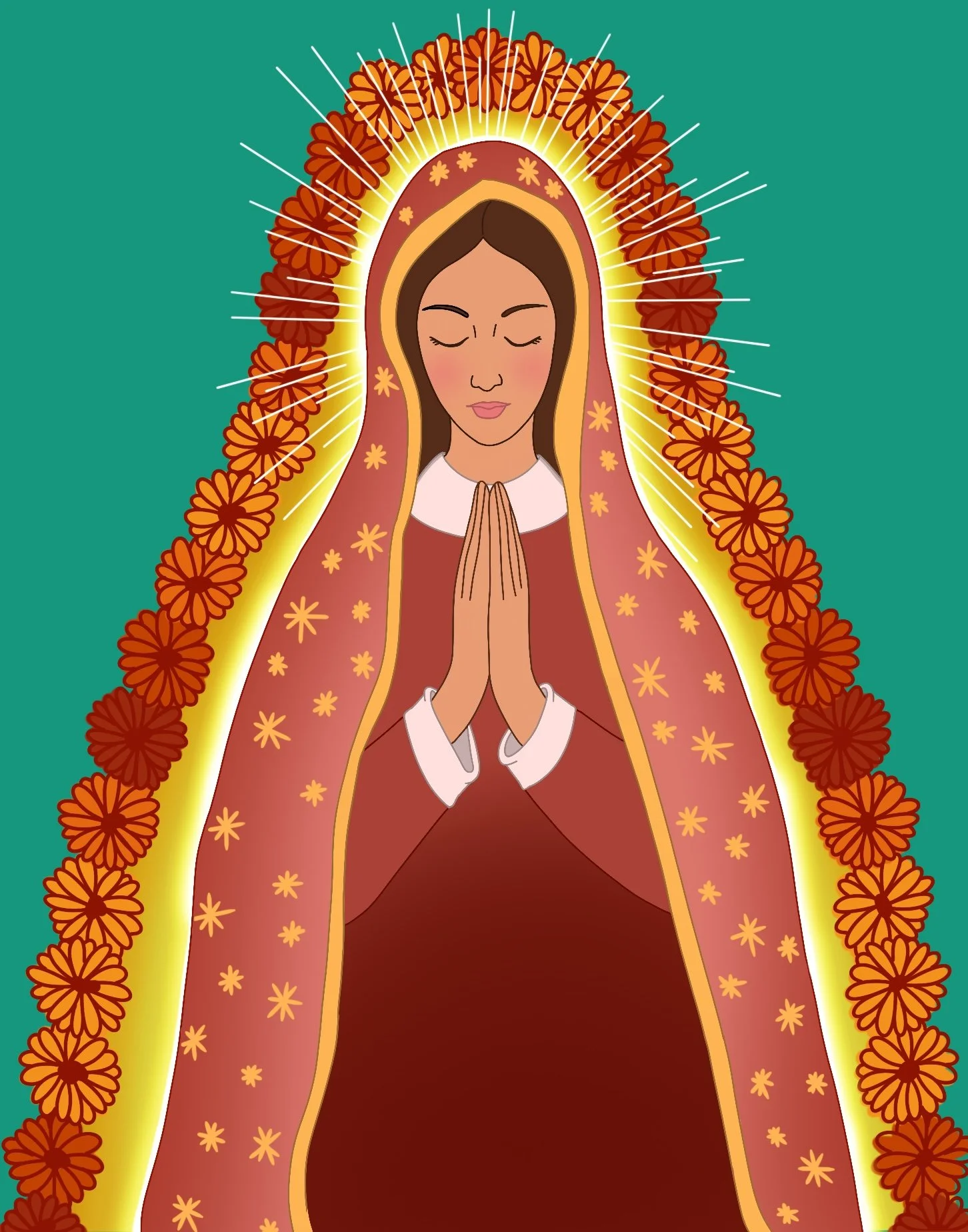Virgen de Guadalupe (pink), Digital Illustration, 11 x 14in, 2025