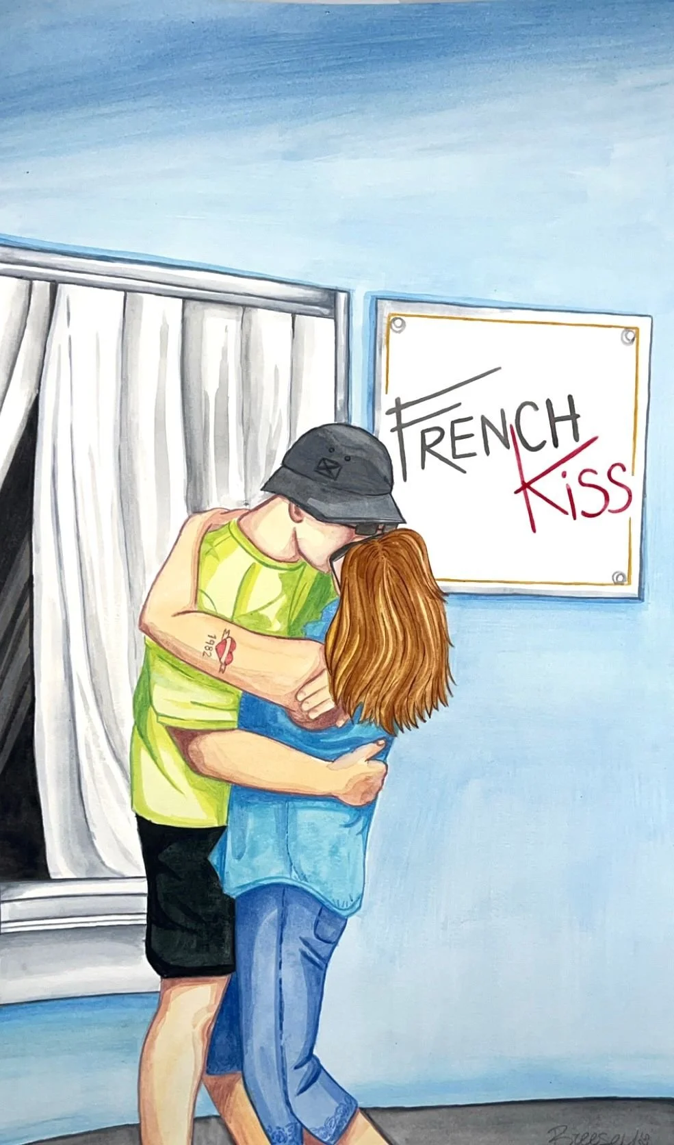 French Kiss, watercolor, 15 x 25 in, 2025 SOLD