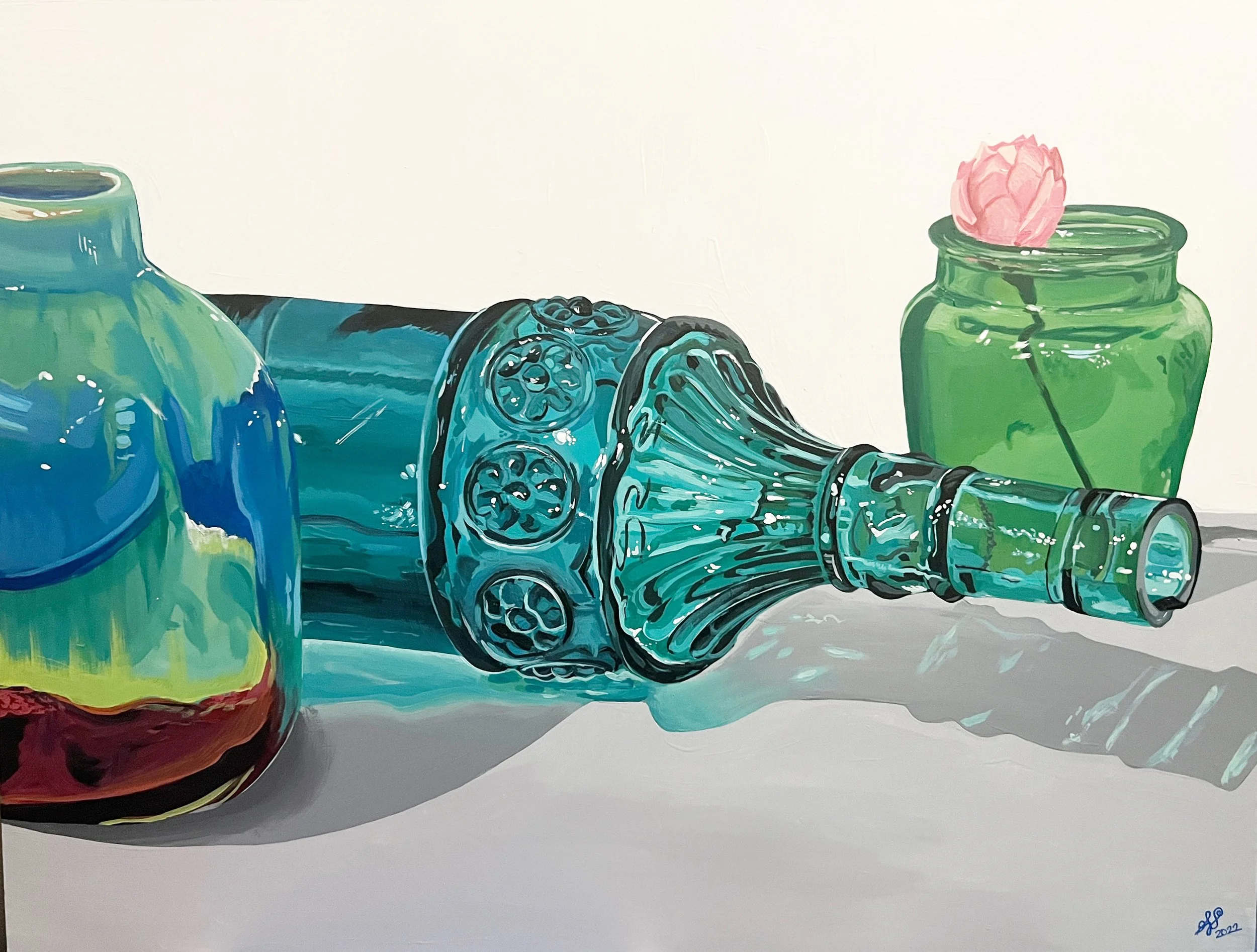 Refractions of Color, 18 x 24 in, Fluid acrylic on wooden panel, 2022