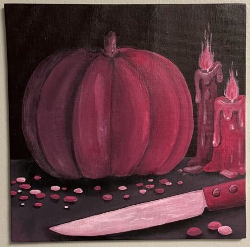 In the Myer's Kitchen, Acrylic on flat canvas, 8 x 8 in, 2021