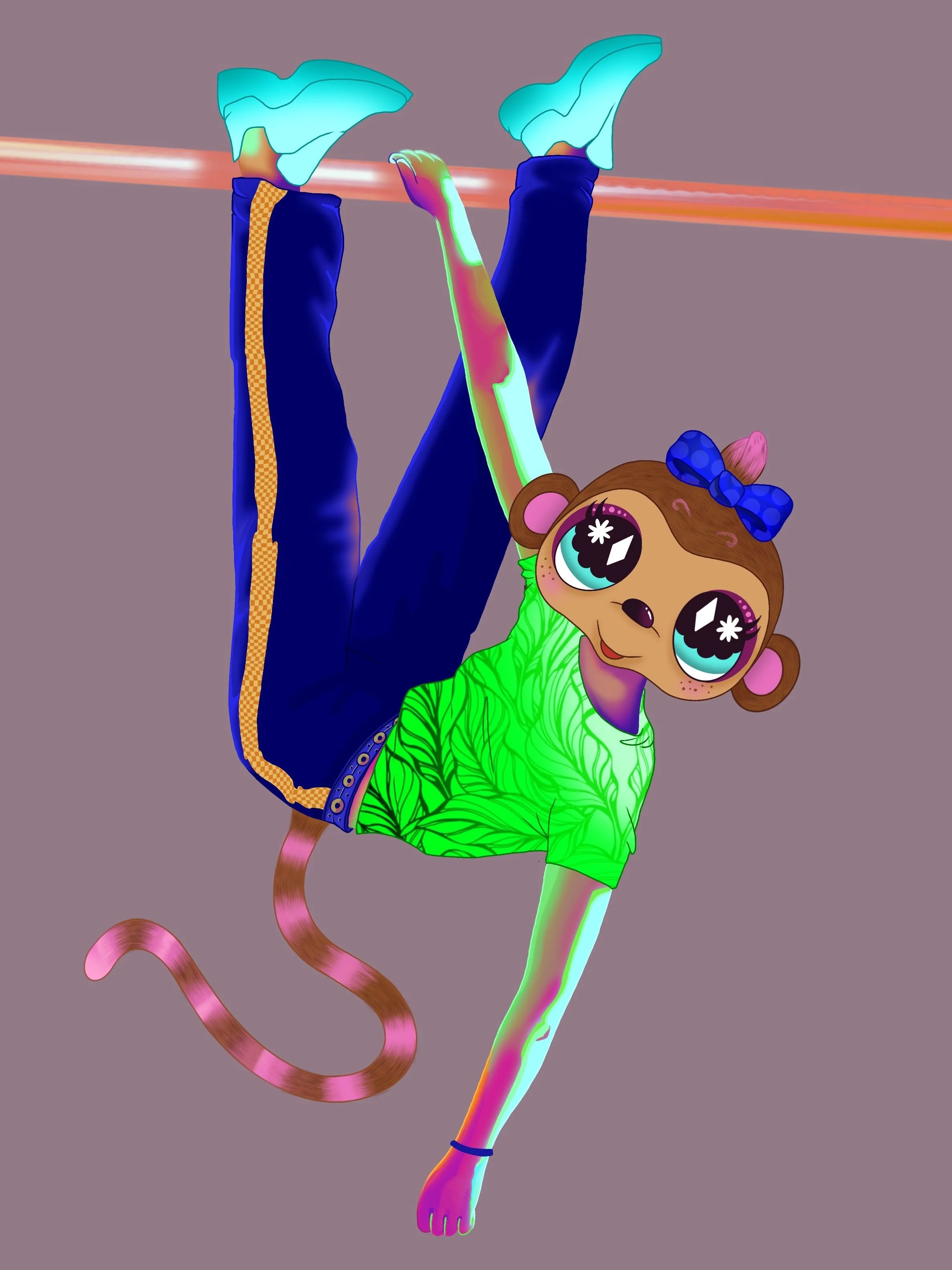 Monkey Business, digital painting, 18 x 24 in, 2025, $70 Print