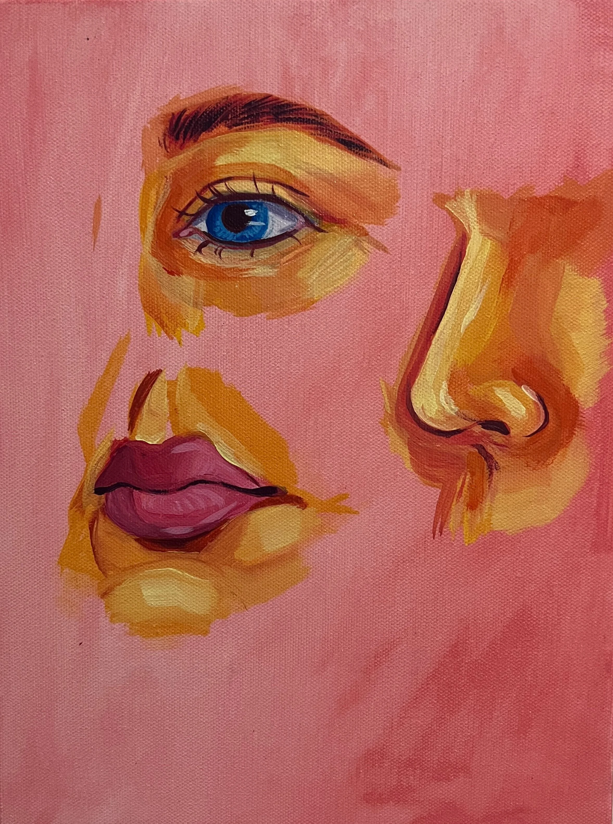 Facial Features (study), Acrylic on canvas, 12 x 16 in, 2023
