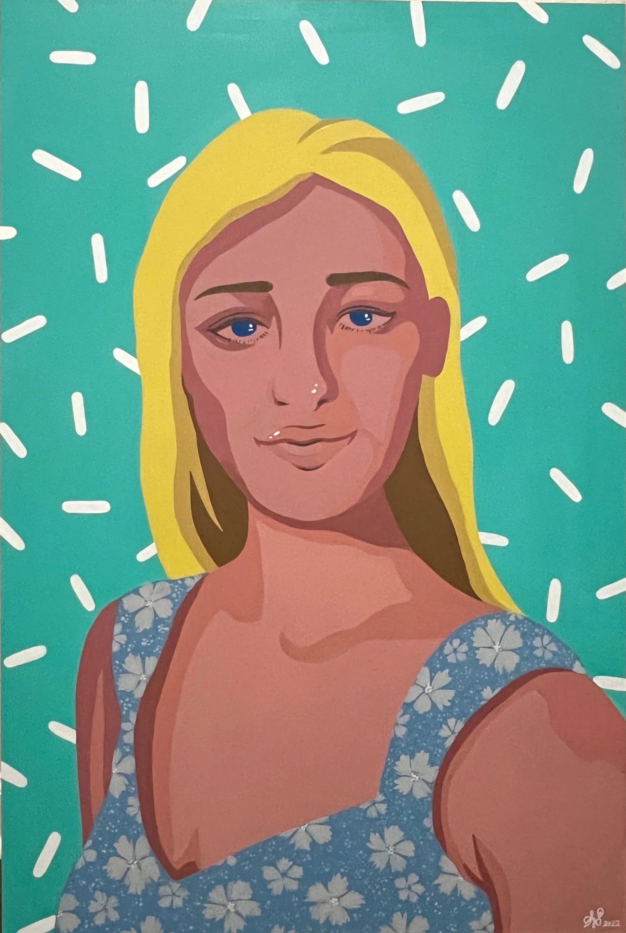 Gazing at Oneself, Fluid acrylic on wooden panel, 24 x 36 in, 2022, $400