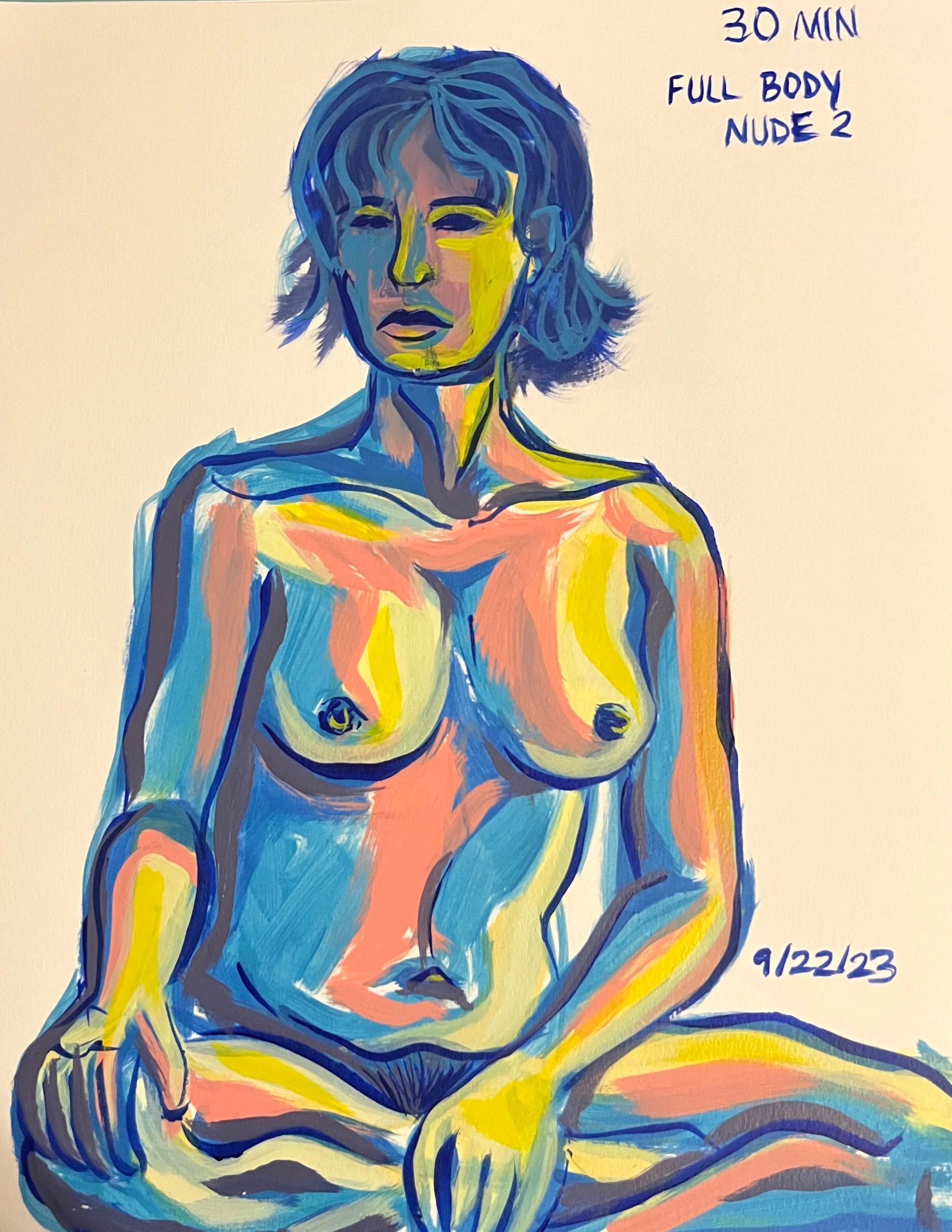 Female Figure I (study), Acrylic on multi-media paper, 11 x 14 in, 2023