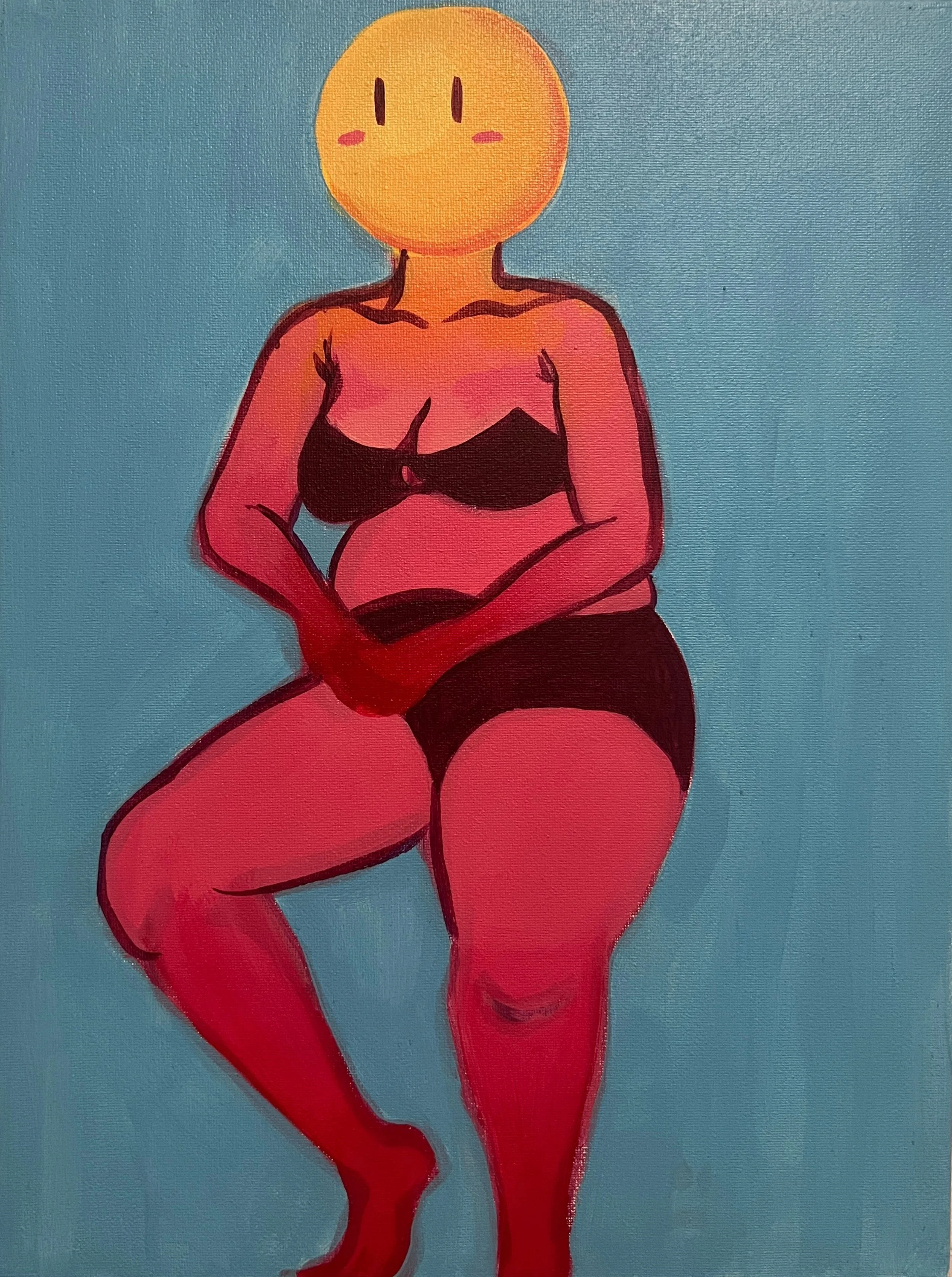 Smiley Figure (study), Acrylic on canvas, 11 x 14 in, 2023, $30