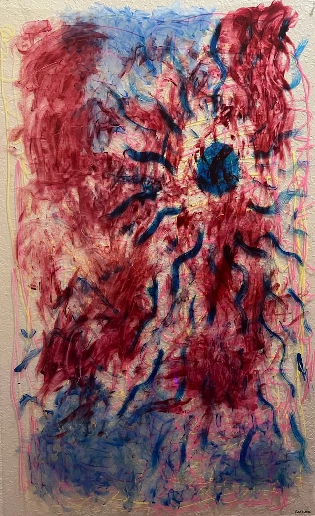 Caroline - Unsaid Undone by David Duchovny, Acrylic and POSCA pens on dura-lar, 25 x 40 in, 2024