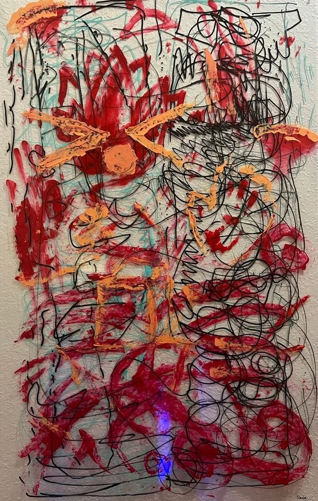 Paola - Psycho by Red Velvet, Acrylic and POSCA pens on dura-lar, 25 x 40 in, 2024