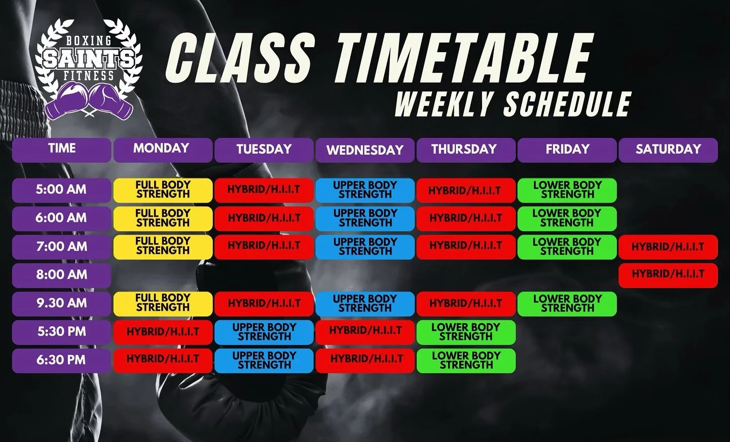 TIMETABLE Saints Boxing Fitness timetable-saints-boxing-fitness
