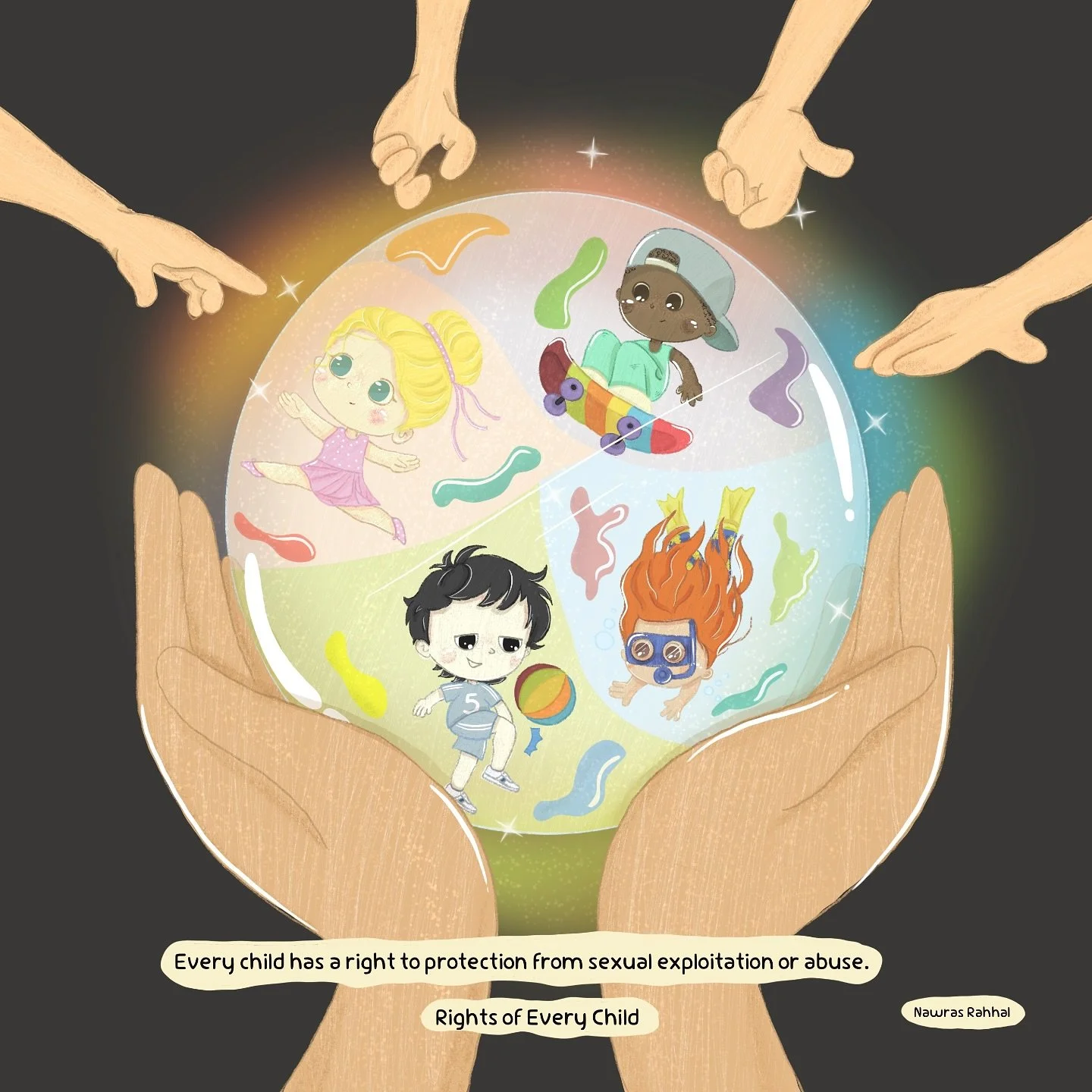 &ldquo;Every child has a right to protection from sexual exploitation or abuse.&rdquo; From the artist @madebynawras Nawras Rahhal: &ldquo;Every child deserves to grow without fear. I chose this right because safety is the seed from which confidence 