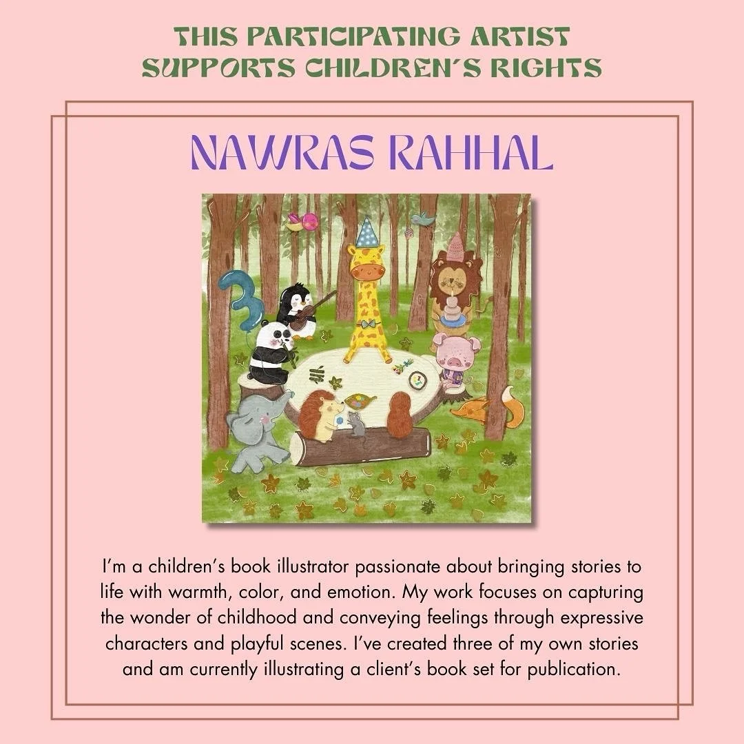 Meet the artist Nawras Rahhal @madebynawras! &ldquo;I&rsquo;m a children&rsquo;s book illustrator passionate about bringing stories to life with warmth, color, and emotion. My work focuses on capturing the wonder of childhood and conveying feelings t