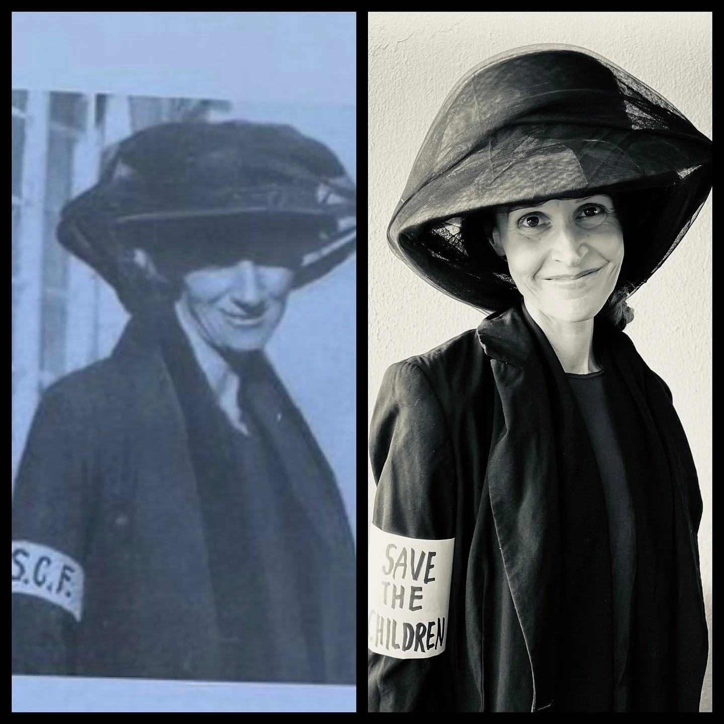 A costume homage to Eglantyne Jebb, founder of Save the Children (1919) and originator of the first declaration of children&rsquo;s rights (1923), by the organizer of @rightsofeverychild The Rights of Every Child, Danielle Davis @writesinla.