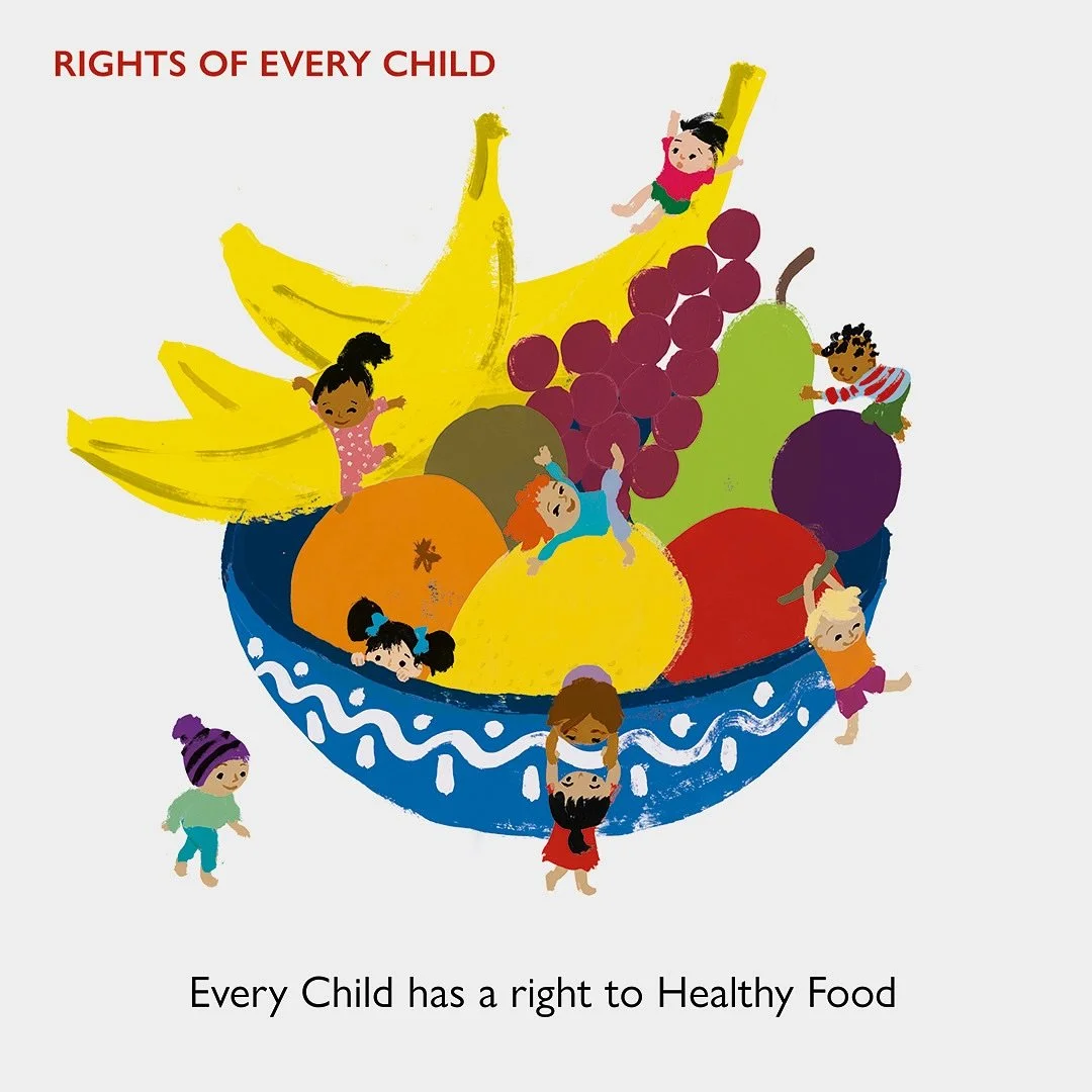 &ldquo;Every child has a right to healthy food.&rdquo; From the artist @sarahfinanillustration Sarah Finan: &ldquo;All the rights of children are equally important. Having had the luxury of growing up in a safe, loving environment, it breaks my heart