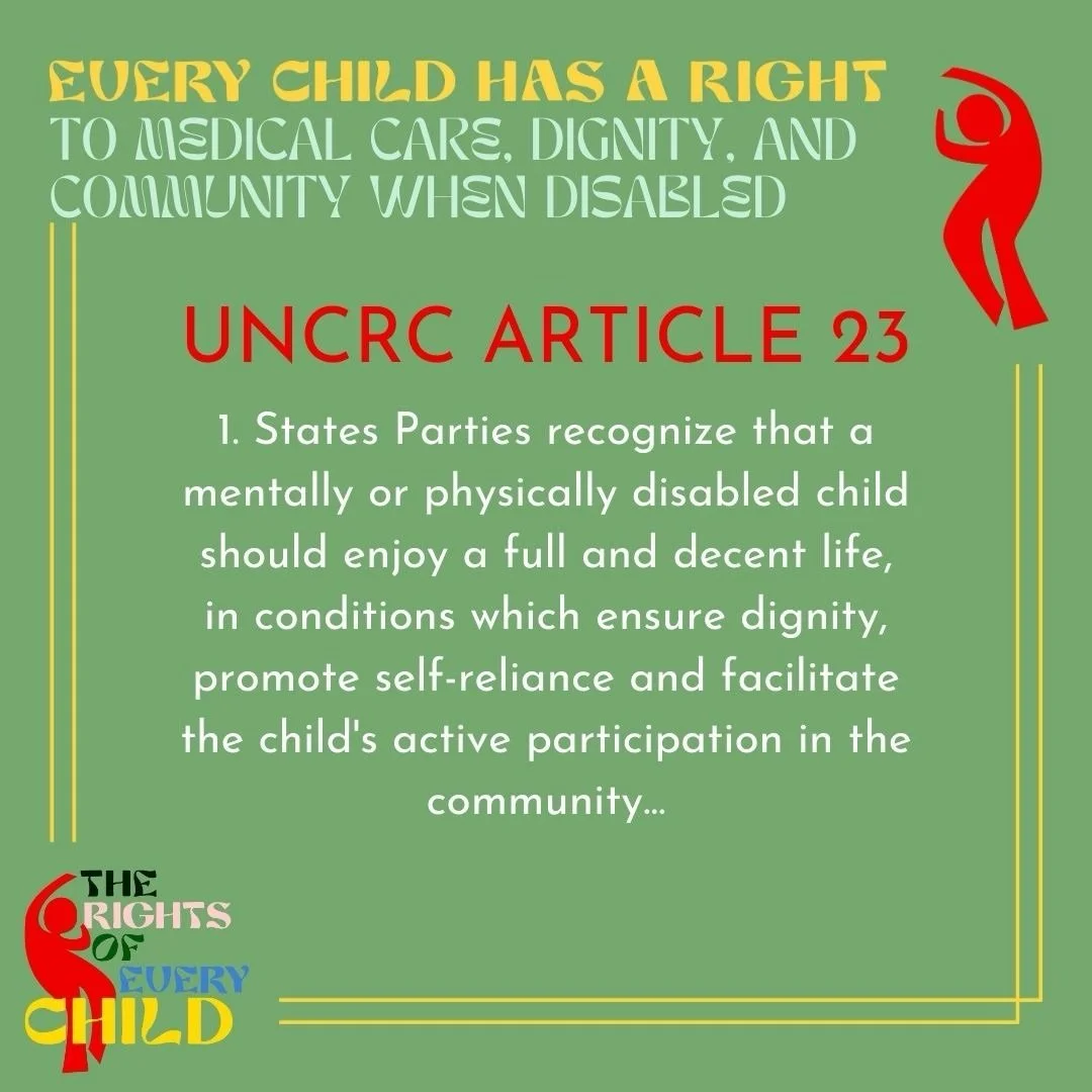 We&rsquo;ve distilled UNCRC Article 23 to: &ldquo;Every child has a right to medical care, community, and dignity when disabled.&rdquo; Here is the first part of it in full with artwork and words from @lilly.taing who is an artist and pediatrician: &