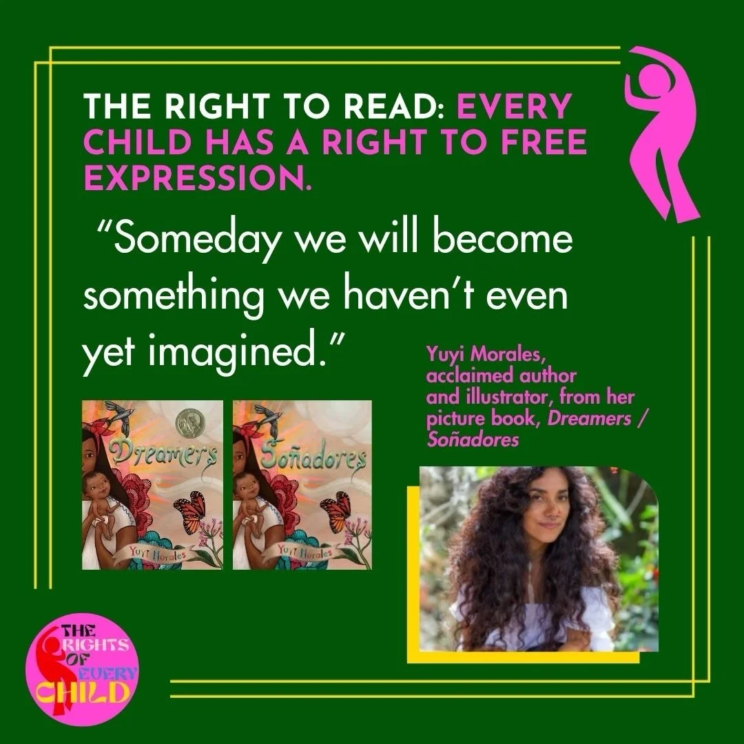 Several rights from the UN Convention on the Rights of the Child support a child&rsquo;s right to read (and libraries for library week!). First up, Article 13, which we distilled to be: &ldquo;Every child has a right to free expression.&rdquo; From @
