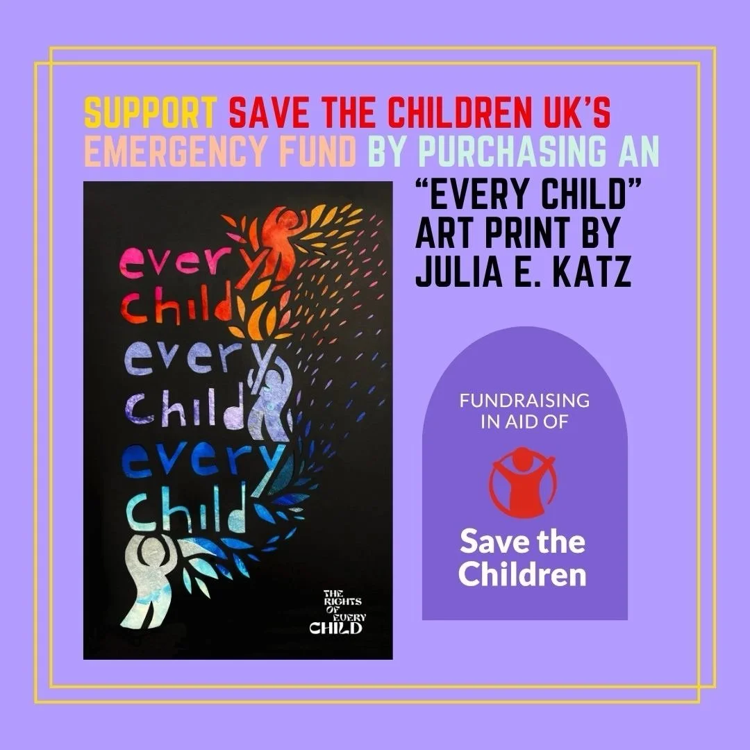 *Announcement!* We&rsquo;re running an art print fundraiser for the @savechildrenuk emergency fund for Palestinian children. 
This gorgeous papercut art poster, &ldquo;Every Child,&rdquo; was created by @juliapaperworks Julia E. Katz for The Rights o