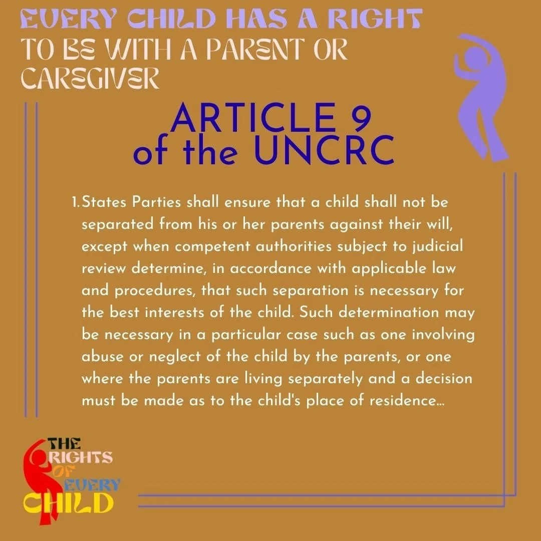 We distilled Article 9 of the UN Convention on the Rights of the Child to be: &ldquo;Every child has a right to be with a parent or caregiver.&rdquo; Here&rsquo;s the first part of the article and @chrishaughton&rsquo;s piece and inspiration:
&ldquo;