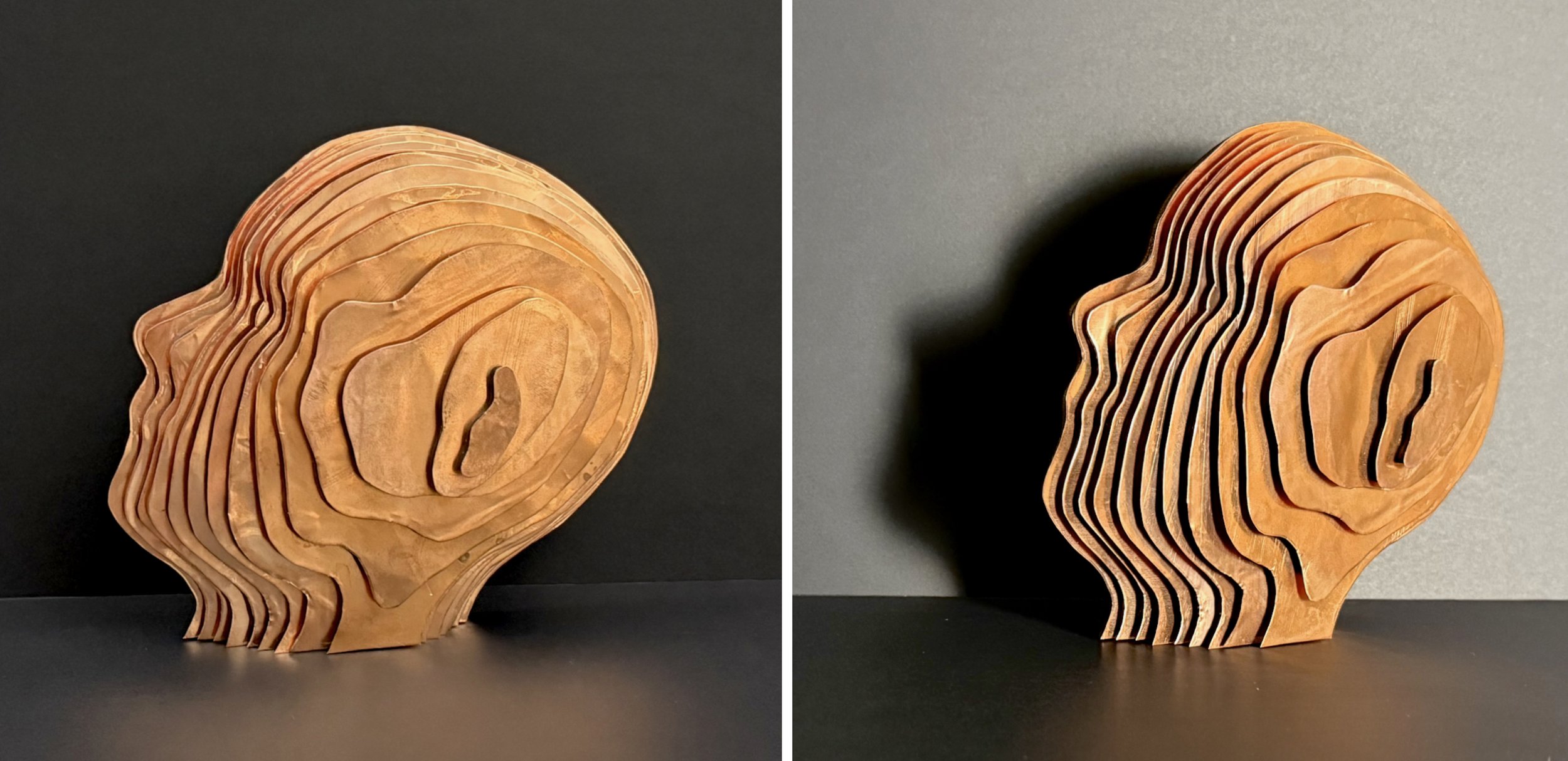 Copper sheet, plywood, 6" x 6.5" x 2"
