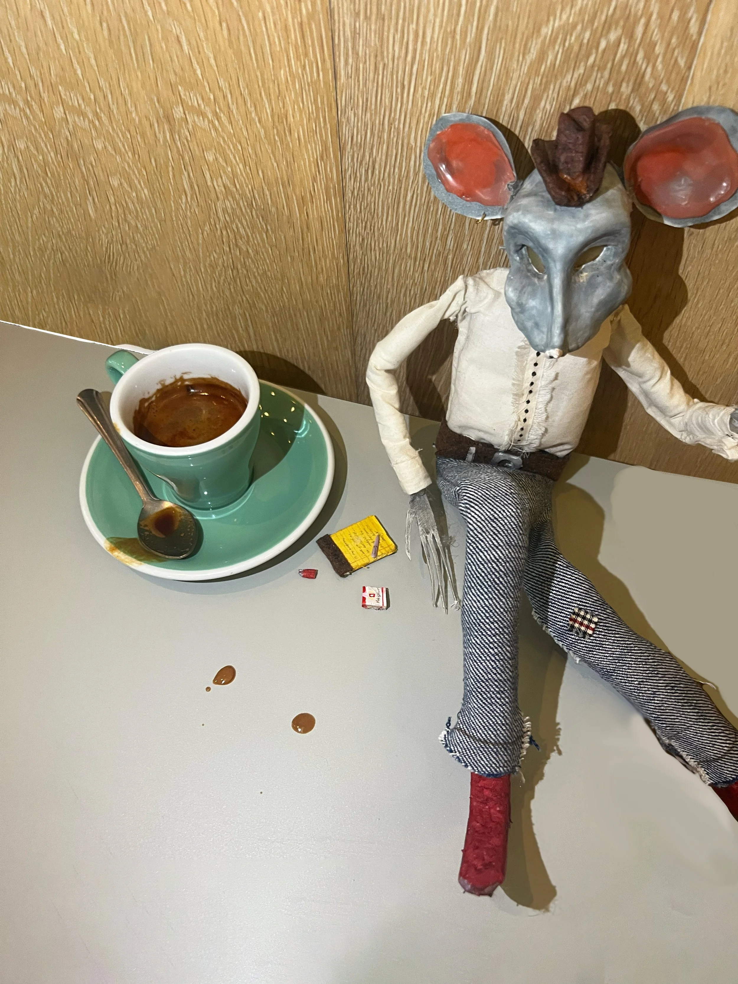 "Clancy Woodsen"
Air dry clay, muslin, denim, foam & alcohol marker