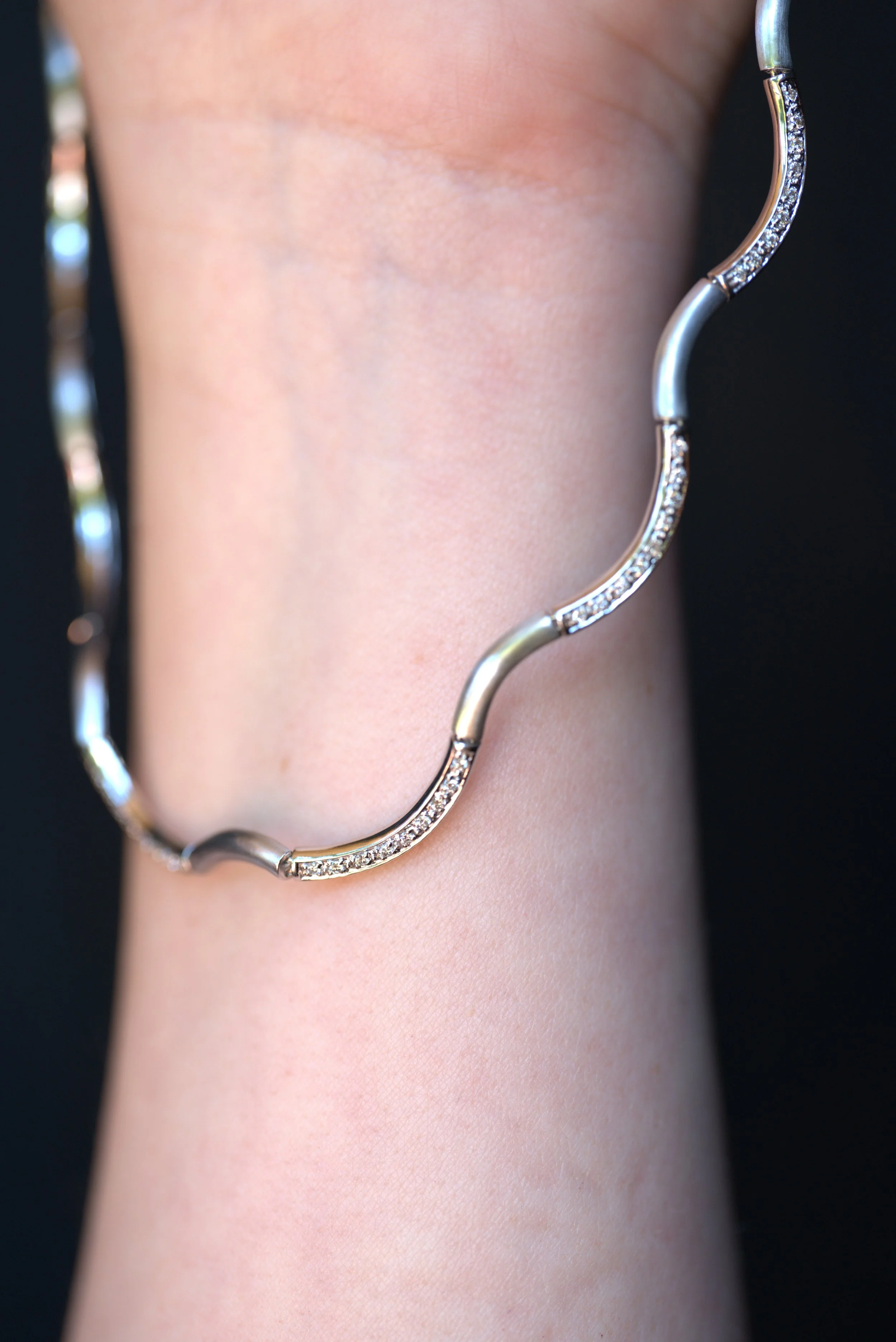 Vintage 14k Diamond Wave necklace