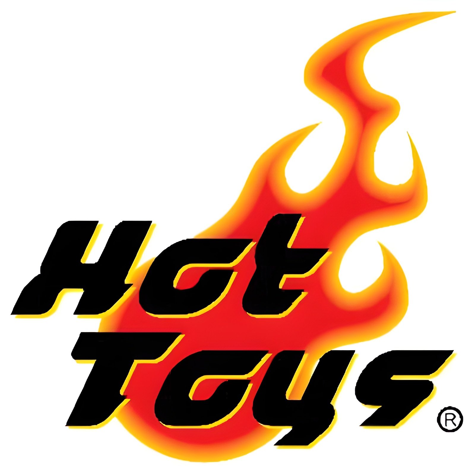 The logo of Hot Tacos featuring the words 'Hot Tacos' in bold black text with a yellow outline, over a background of stylized orange and yellow flames.