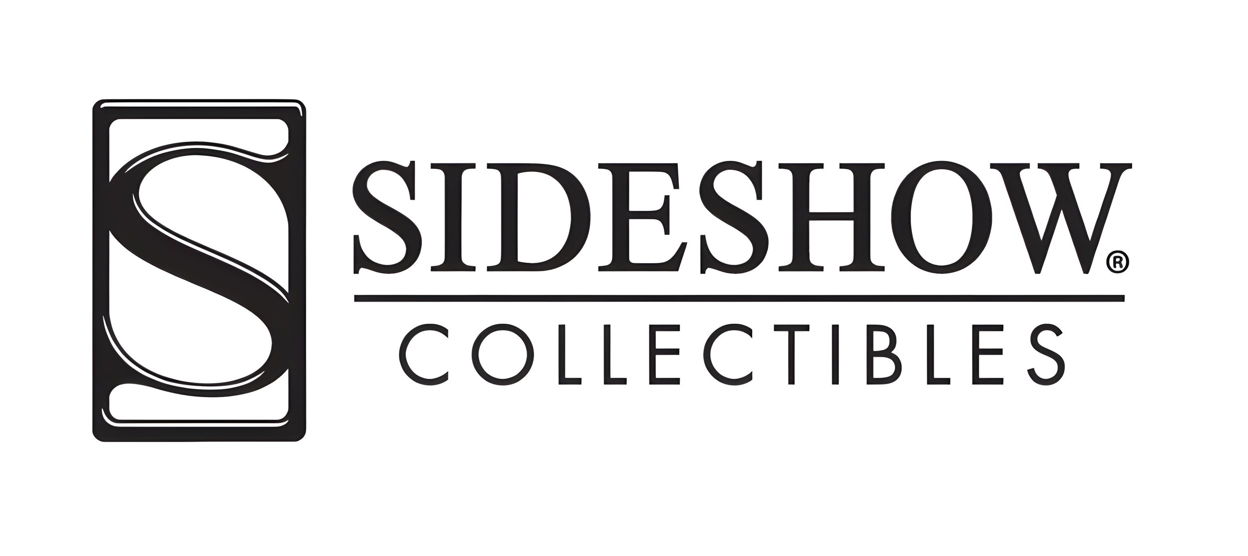 Sideshows Collectibles logo featuring a black stylized 'S' inside a rectangle, with the words 'SIDESHOW COLLECTIBLES' in black text.