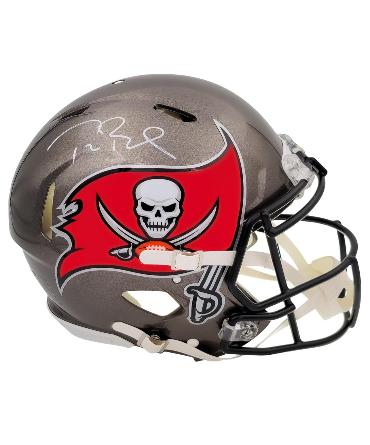 Tom Brady Autographed Tampa Bay Buccaneers Gray Full Size Authentic Speed Helmet Fanatics Holo Stock #202344