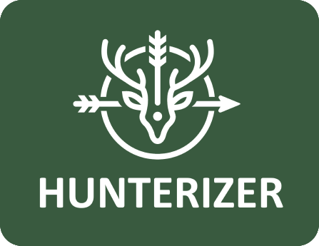 logo of hunterizer app with a stylized deer head with arrows forming a reticle crosshair