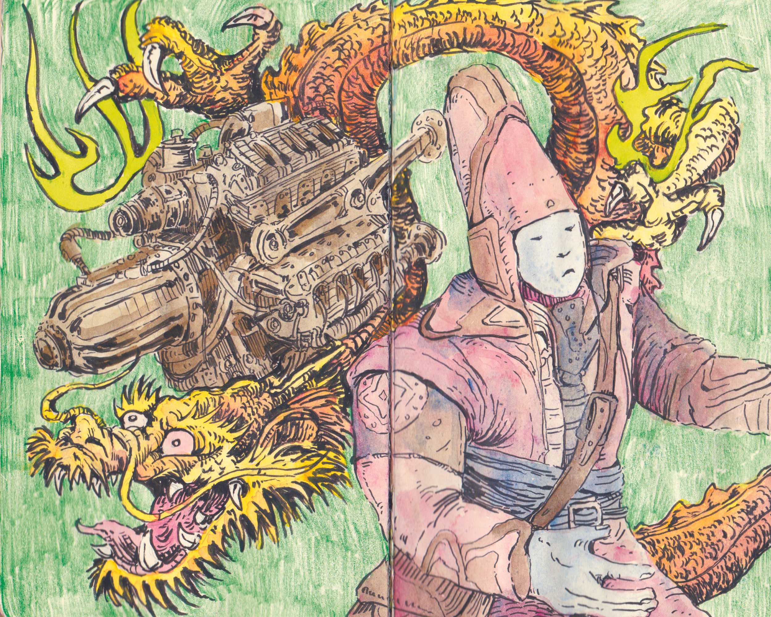 Moebius Dragon Engine 8x10 Art Print