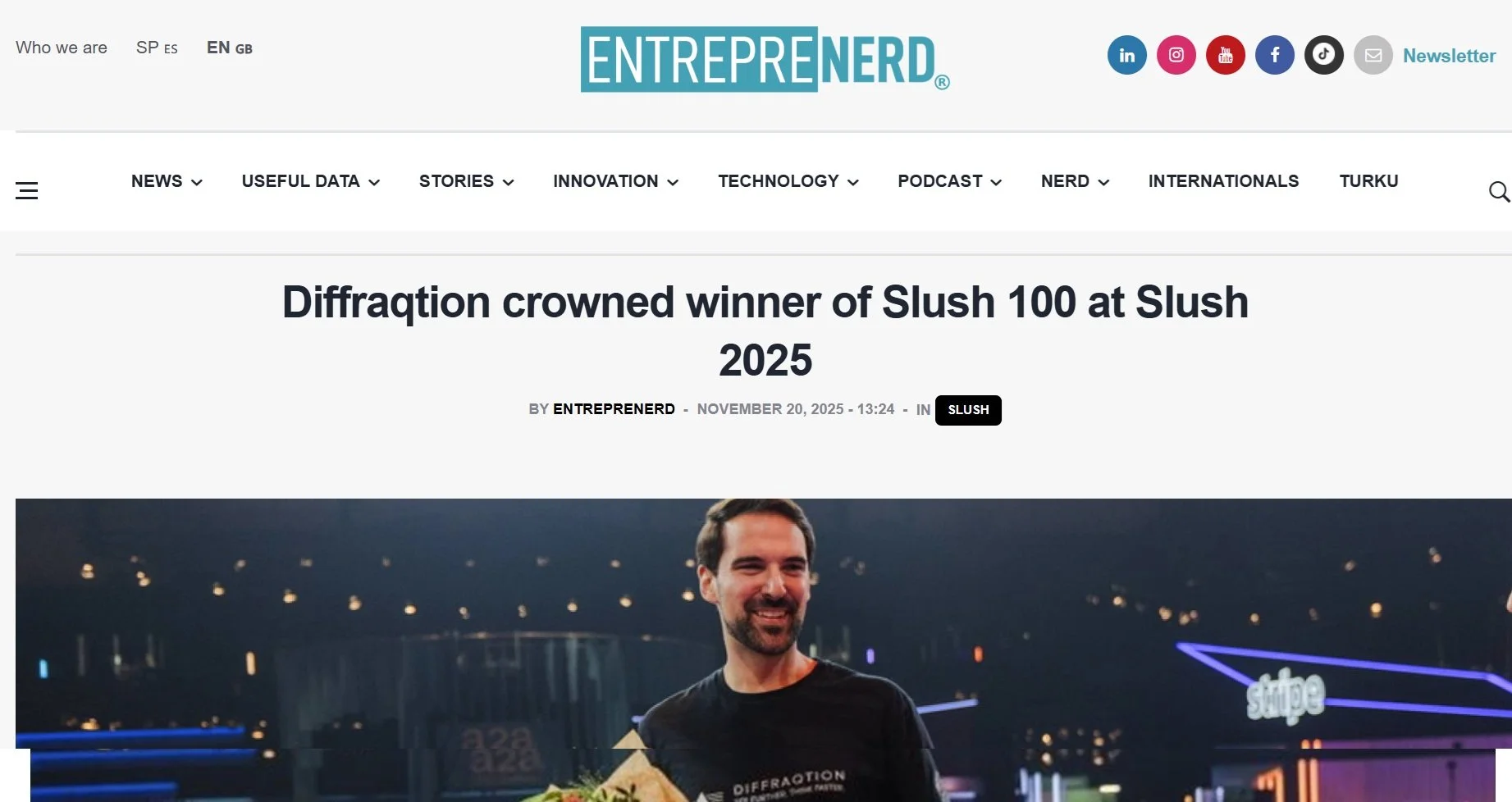 EntrepreNerd: Diffraqtion crowned winner of Slush 100 at Slush 2025