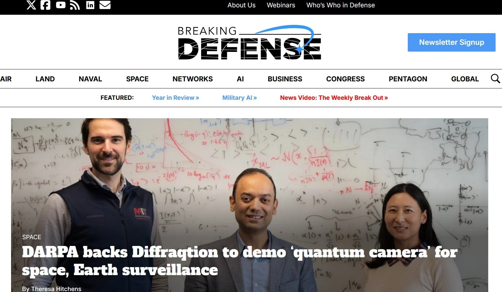 Breaking Defense: DARPA backs Diffraqtion to demo ‘quantum camera’ for space, Earth surveillance